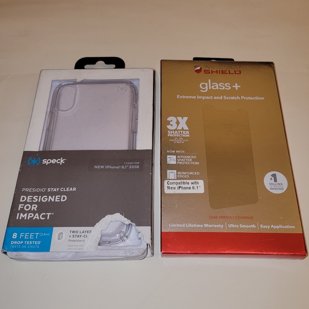 ZAGG Glass+ Screen Protector & SPECK Presidio StayClear CASE for iPhone XR 6.1"